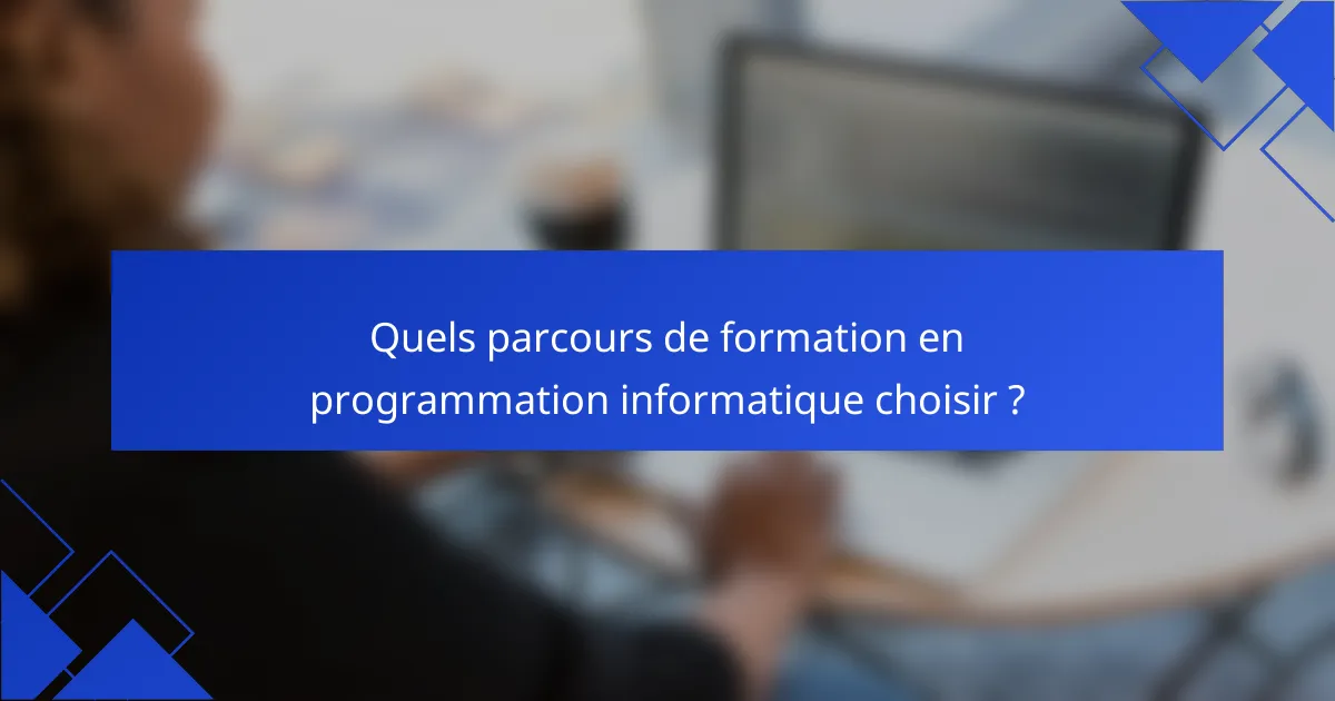 Quels parcours de formation en programmation informatique choisir ?